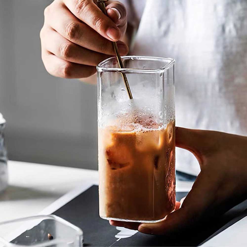 Square Simple Glass Cup Transparent Cold Drink Large-capacity Milk Juice Tea Drink Water Mousse Cups Wine Glass Beer Coffee Mug - Image 6