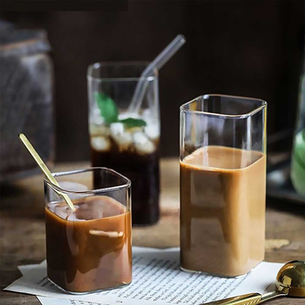 Square Simple Glass Cup Transparent Cold Drink Large-capacity Milk Juice Tea Drink Water Mousse Cups Wine Glass Beer Coffee Mug - Image 7